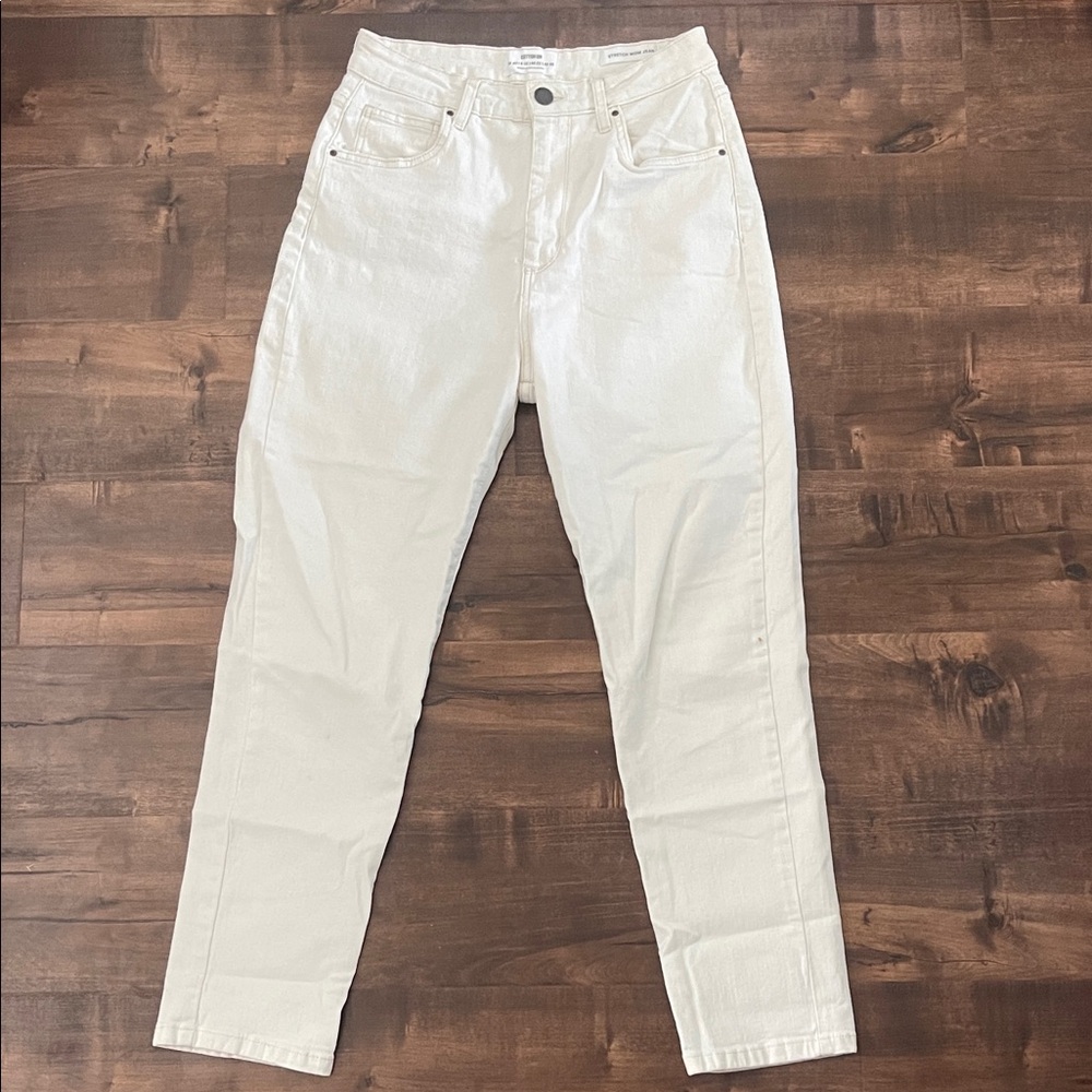 Cotton On Cream Stretch Mom Jeans